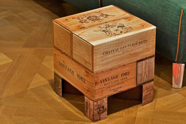 The Dutch Design Wine Chair can be used as a unique gift wrap that is not thrown away and instead converted into a stylish stool.  The Dutch Design Wine Chair is available in three visually striking different designs. 