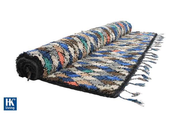 Multicolored checkered woolen carpet (170x240cm) 