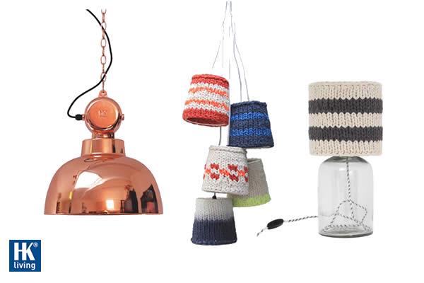 Knitted lamp shade with bottle lamp base  5 knitted lamp shades ceiling lamp  lamp 'Factory' M copper 