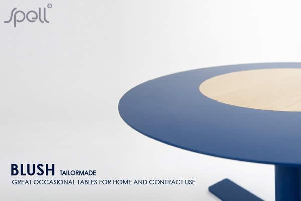 The BLUSH family of furniture is compact and playful and easily moved around and used for a variety of purposes.  The wooden inlay sits flush with the metal tabletop to give contrast and harmony while creating an attractive and discreet character. 