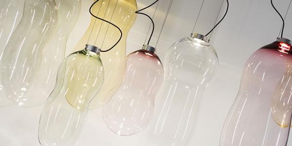 Designed by Alex de Witte for Dark. The glass body is an artisanal, mouth blown piece of design. No moulds are used and it is fully free-form.  Every piece will be slightly different and dimension of the glass body differ. 